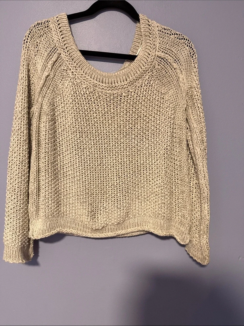 FREE PEOPLE Cream Open Knit Cotton Sweater Women’s Size Small